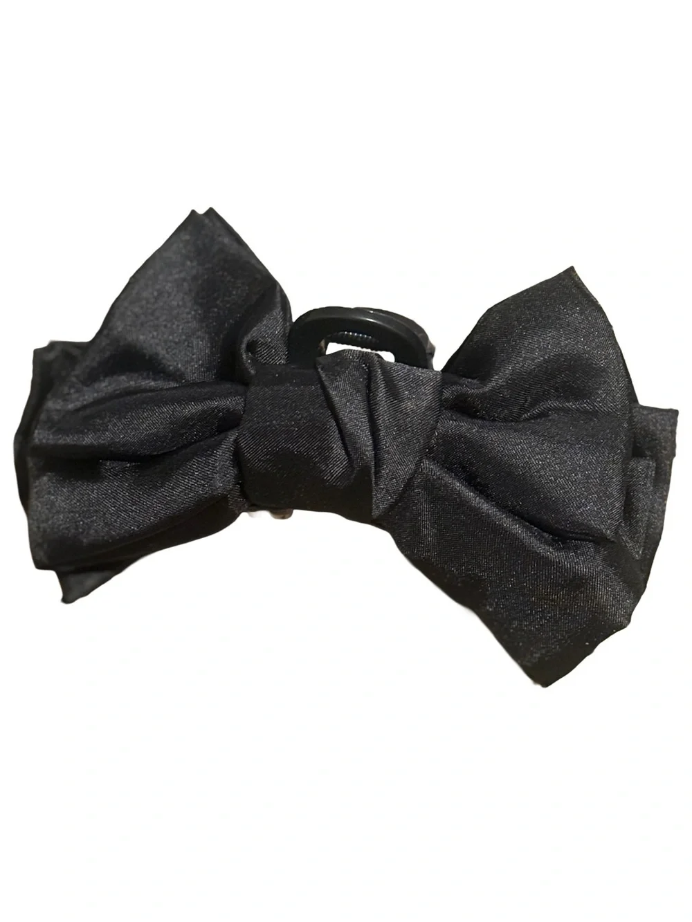 Black Satin Ribbon Bow Claw Clip Hair Accessory 5” Victorian Romantic Goth NWOT